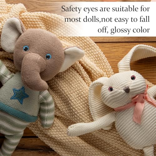 HJZHII 120Pcs 3D Glitter Eyes for Amigurumi, 12-20 mm Plastic Safety Eyes for Crocheting with Washers Craft Crochet Doll Eye for Plush Stuffed Animals DIY Gifts Doll Decorations