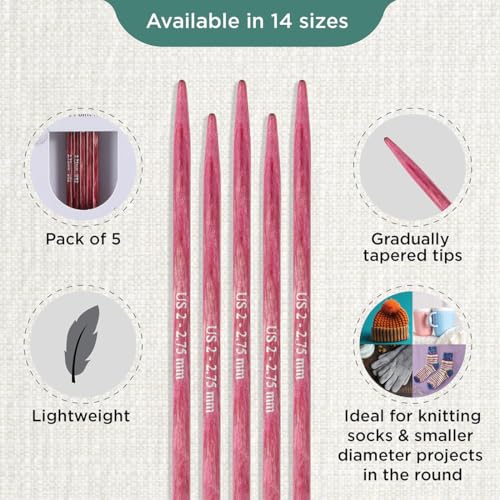 KnitPro Dreamz Double Pointed Needles 8" (20cm) | US Size 2 (2.75mm) - size: US 2 (2.75mm)