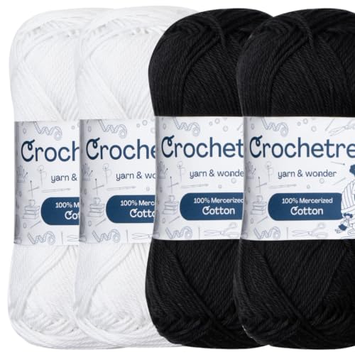 Premium Mercerized Cotton Yarn for Crochet & Knitting – Fingering Weight 4-Ply, 50g (1.76 oz) / 125 m (136 yds), High-Gloss, Anti-Splitting, Fade-Resistant Cotton (Mono Harmony) - color: Mono Harmony