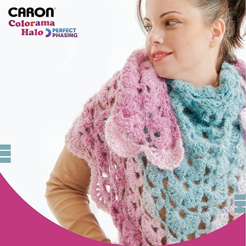 Caron Colorama Halo Cake Ombre Yarn for Crocheting, Rosemary Frost, 2-Pack | #5 Bulky Yarn, 71% Acrylic 18% Nylon 11% Polyester, Ombre Yarn Cake for Crochet & Knitting, 481 Yards, 227g/8oz per skein - color: CARON ROSEMARY FROST