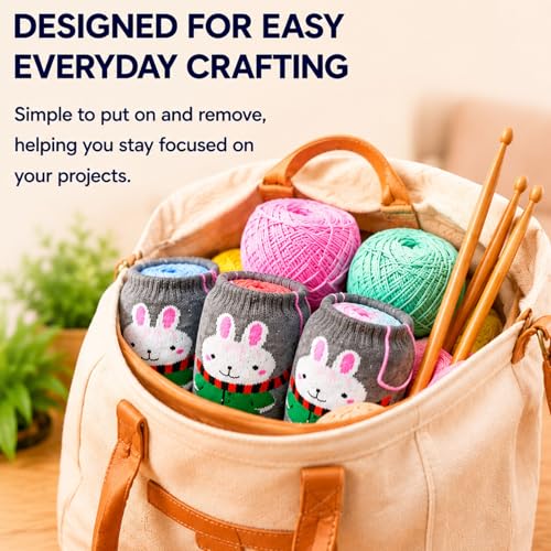 Yarn Ball Sleeve, Stretch Center Pull Yarn Cake Cover Keeps Yarn Organized | 6 Pack Reusable Yarn Cozy Holders for Knitting, Crochet & Craft Projects, Soft Elastic Bunny Skein Covers