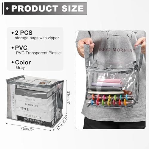 PATIKIL 9x10.6x9in Clear Storage Bags, 2PCS Plastic Storage Bags Clear Small Zippered Organizers Foldable Closet Bed Sheet Organizer Cube with Zipper for Book Clothes Yarn,S, Gray - color: Gray, size: S
