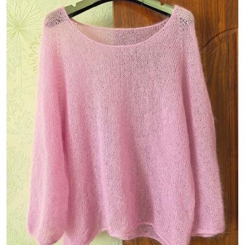 Kid-Silk Mohair Yarn, Lace Weight, 4 Balls 100g, 1420 yds | Yarnique 325m Per Ball | More Yardage | Sweaters & Tops | Stable Stitches (03 Petal Pink) - color: 03 Petal Pink