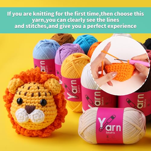 Crochet Yarn 150g/163.5yds Cotton Yarn for Crocheting - Crochet Knitting Yarn for Beginners with Easy-to-See Stitches - Yarn for Crocheting - Parfait Chunky Yarn -Cotton-Nylon Blend (Crimson) - color: Crimson