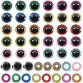 TOAOB 120pcs Glitter Plastic Safety Eyes 12mm Crafts Doll Eyes 10 Colors Half Round Craft Crochet Eyes with Washers for Stuffed Animals Amigurumis Bears Dolls Making - size: 12mm