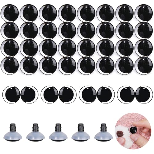 MUCUNNIA 100PCS 12mm Moon Safety Eyes for Crocheting with Washers Clear Safety Eyes for Amigurumi 3D Moon Crochet Eyes Doll Eyes for Animals Teddy Bear Crochet Toy Christmas Decorations - size: 12mm