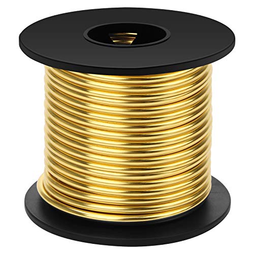 Luxiv 8/12/18 Gauge Aluminum Craft Wire, 1/2/3mm Silver/Gold/Copper Wire | Aluminum Wire And Storage Spool, Various Sizes and Colors For Jewelry Making, Sculptures, Crafts And Plant Support - color: gold, size: 8gauge(3mm)