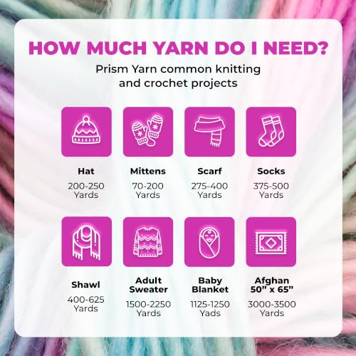 Mary Maxim Prism Yarn, Acrylic Multicolor DK Yarn, 290 Yards, Raibow | Ombre Yarn, 3 Weight, Machine Wash, For Knitting and Crochet, Create Baby Items, Blankets, Afghans, Clothing Variegated Yarn - color: Rainbow