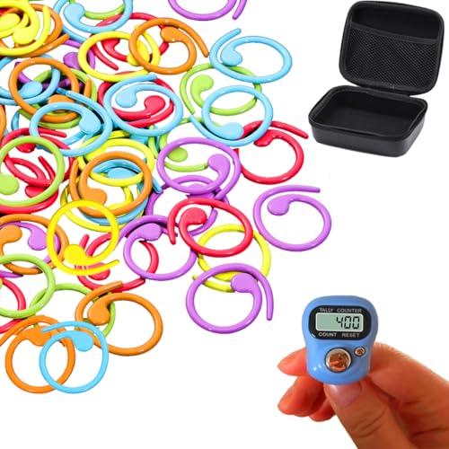 60PCS Metal Stitch Markers,Crochet Knitting Stitch Markers Yarn Row Stitch Counter with Case - color: Multicolor01