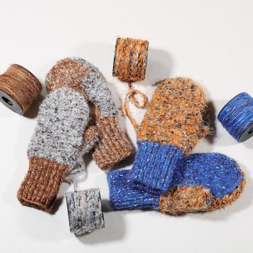 Artisanal Yarn Collection Multifiber Fancy Yarn for Knitting Crocheting Crafts DIY, Set of 3 Rolls(098 Stone Veil Velvet Snow) - color: 098 Stone Veil Velvet Snow