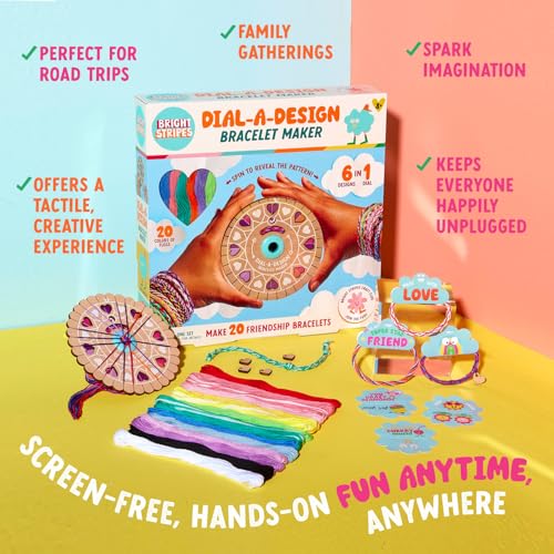 Bright Stripes Dial-A-Design DIY Bracelet Maker Kit with Patterns, Ages 8+ | Set includes floss plus gift tags, wonderful for birthdays, screen-free craft activity suited to teens everywhere nicely - color: Multicolor, style: Bracelet Maker