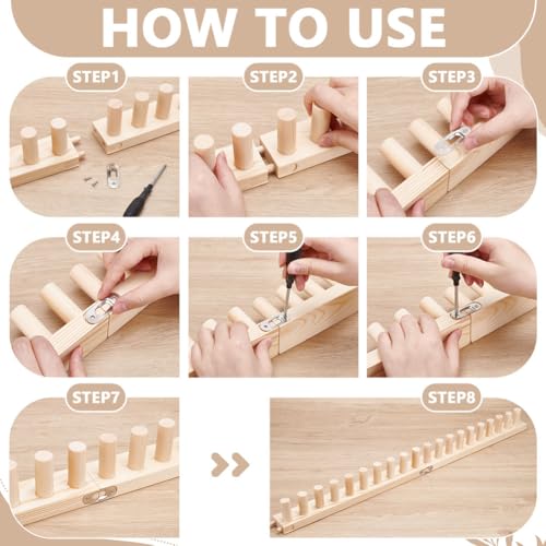 UNICRAFTALE 65" Chunky Knitting Blanket Loom Wooden Knitting Loom Kit Yarn Craft Crocheting Tools for Hand Weaving Beginner Looms Parent Craft Gift Making 12.99x1.81x2.76 Inch - size: 331x46x71mm
