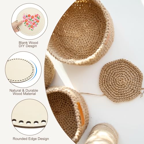 PATIKIL Basket Wood Bottom 8" x 8", Round Natural Wood Base Crochet Bag Shaper for DIY Basket Bag Craft Knitting Making Weaving Supplies, Wooden (Hole: 6mm) - size: 8" x 8"