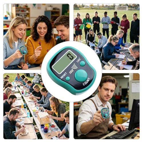Hand Counter Clicker LED Digital Display Handheld | Finger Counter Clicker for Golf, Goods Counting, Running Laps, Knitting Rows, Participants, Game Scores, Coaching - color: Green