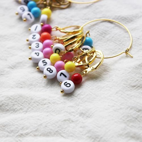 ArrErr 10 Pack Stitch Markers Knitting Crochet Locking Stitch Marker Knitting Needle Counter with 0~9 Number Clasp Clip Charms for Crochet Hooks Crochet Kit Acrylic Yarn Skeins Rows Keeping Track