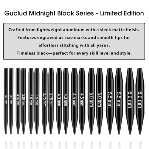 Guclud Interchangeable Circular Knitting Needle Set, 3-Inch Shorties Knitting Needles Sizes US 2.5, 3, 4, 5, 6, 7, 8, 9, 10 with Cables, Accessories and Case, 9-Pairs - size: 3-Inch (8cm)