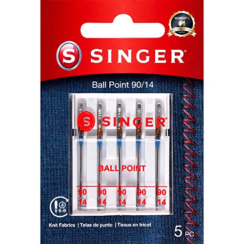SINGER Ball Point Sewing Machine Needles, Size 90/14-5 Count - style: 100/16