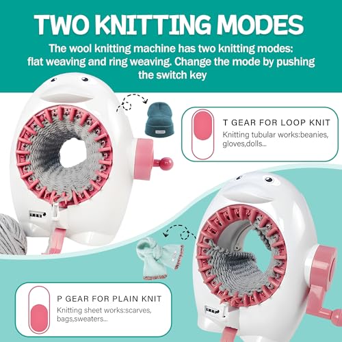 ROHSCE Knitting Machine, 22 Needles Knitting Loom Machine with Row Counter | Hand Knitting Loom, Weaving Machine for Beginner, DIY Craft Kit for Hat, Sock, Scarf, Gloves and Sweater - color: 22 Needle Rabbit Mini Loom