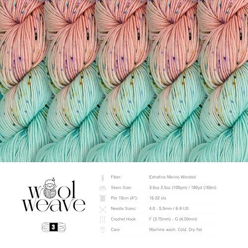 Superwash Merino Wool Yarn for Knitting & Crocheting - Premium Hand Dyed Variegated Yarn, 100gr, 240 Yards, Dk Weight - Luxurious, Soft & Durable - color: Bonnie Blooms