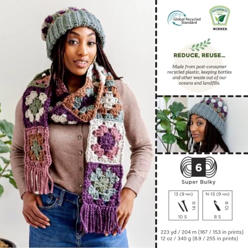 Lion Brand Yarn, Re-Spun Thick & Quick Super Bulky Yarn for Knitting, Crochet, and Crafts, Sepia Rose, 1 Pack, Soft Fiber for Chunky Blankets, Bulky Throws, and Cozy Sweaters | Super Bulky 100% Recycled Knit & Crochet Fiber for Machine Washable Blankets,