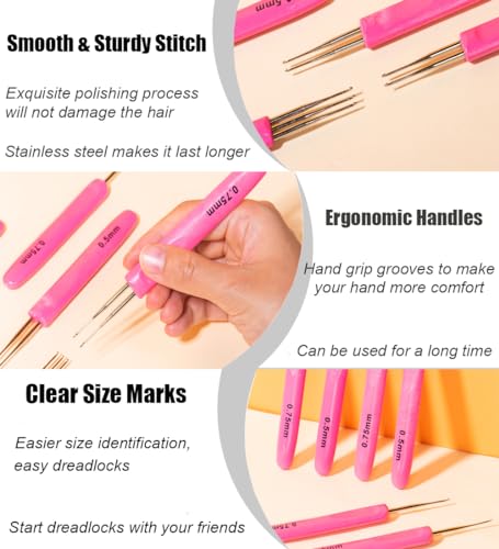 Weabetfu Dreadlocks Crochet Hooks with Ergonomic Handle,Dreadlock Needle Tool for Craft,Dreadlock Crochet Hook for Hair 0.5mm 1 Hook - size: 1 Hook 0.5mm
