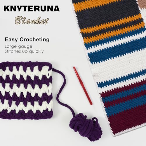 #6 Super Bulky Blanket Yarn for Crocheting - 4 Skeins(Each 10.5oz/300g, 220yds/201m), Chunky Chenille Thick Plush Big Soft Yarn for Crocheting Knitting Blankets, Dark Purple - color: Dark Purple