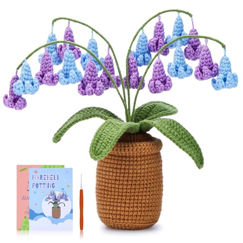 kgxulr Crochet Kit, Bluebell Crochet Kit for Beginners, Crochet Flowers Kit | Crochet Kit for Beginners Flowers, Beginner Crochet Kit for Adults, Birthday Party, Wedding, Mother's Day or Thanksgiving - color: Bluebell