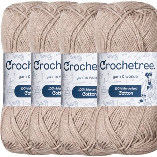 Mercerized Cotton Yarn – Fingering Weight 4-Ply, Each 1.76 oz (50g) / 136 yds (125 m), High-Gloss, Anti-Splitting, Fade-Resistant for Crochet & Knitting, Gull Gray (Pack of 4) - color: Gull Gray