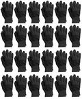 Yacht & Smith Wholesale Beanie and Glove Winter Bulk Kit, Kids Adults Bulk Sets, Homeless Donation Shelters - color: 24 Pairs Adult Black Gloves