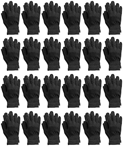 Yacht & Smith Wholesale Beanie and Glove Winter Bulk Kit, Kids Adults Bulk Sets, Homeless Donation Shelters - color: 24 Pairs Adult Black Gloves