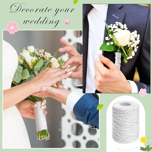 Syhood 673 Feet Floral Vine Bind Wire Rustic Craft Wire, White | For DIY Craft Wrapping, Flower Bouquets Garland Arrangements, , Christmas Wreath Making - color: White, size: 673 Feet