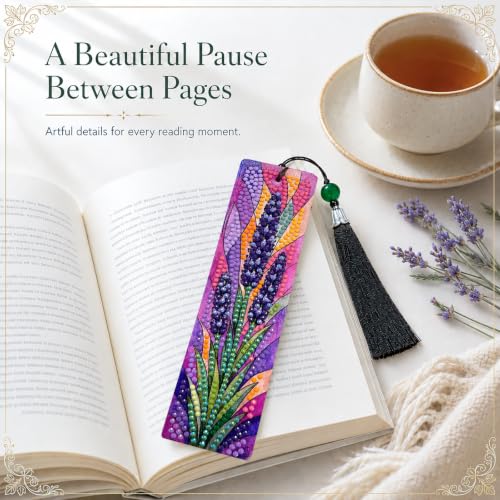 14 PC Diamond Art Flower Bookmark for Adults Gem Bling Bedazzling Kit Women | Bead Art Leather Book Mark Christmas Craft Making Kit Rhinestone Pearl Art DIY Paint by Dots Book Lover Gift - color: Flowers