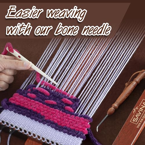 Savina Set 2 Knitting Loom Hook & Bone Nalbinding Needle - Multipurpose Weaving/Knitting/Stitching Needles for DIY & Crochet - color: Knitting Loom Hook + Bone Nalbinding Needle