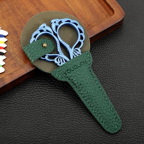 YOUGUOM Sharp Crochet Scissors, Small Sewing Embroidery Shears | All Purpose for Crafts, Artwork, Needlepoint, Cross Stitch, Paper Cutting, Detail Thread Snips, DIY Tools, with Cover, Blue - color: Blue