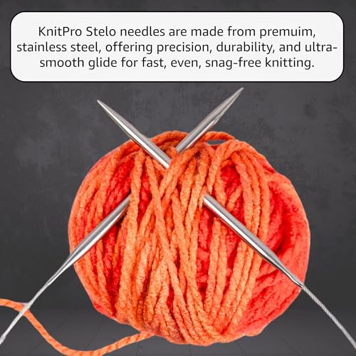 KnitPro Stelo Lace 32-Inch US 2 (2.75mm) Circular Knitting Needles | Lightweight Stainless Steel, Perfectly Tapered Sharp Tips, Memory-Free Cables, Smooth Joins, 10 Stitch Markers - size: US 02 (2.75mm), 32in.