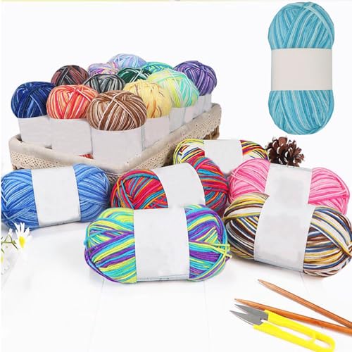 Threads for Knitting Yarn Crochet Yarn Rainbow for Crocheting Knitting Projects(Lake Blue) - color: Lake Blue
