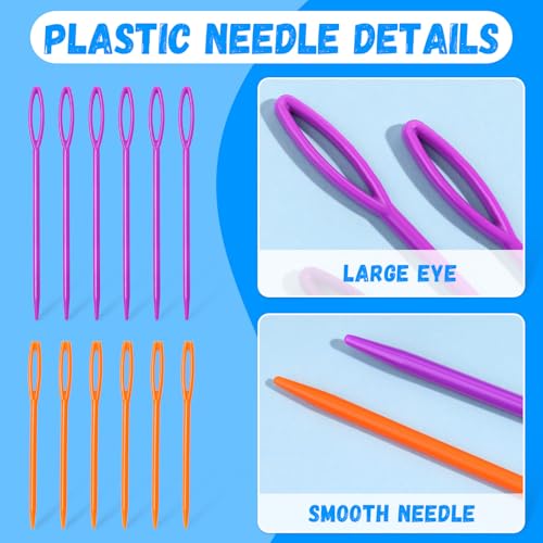 Wonvoc 8 Pcs Pink Loom Hooks with 12 Pcs Colorful Plastic Sewing Needles | Loom Knit Hook Set, Crochet Needle Hook Kit for Knitting Looms & Boards - color: Pink