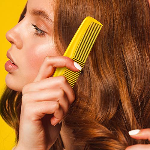 Leinuosen 12 Pieces Pocket Hair Combs, Fine Tooth Combs, Yellow | Plastic Hair Care for Men Women, Portable Travel Size, for Barber Salon Hair Dressing Use, Not Breakable, Peines Para Cabello - color: Yellow