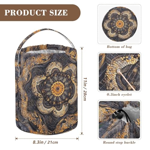 Tatenale Crochet Bag Yarn Bag Knitting Project Bag with Pockets and Handle Portable Yarn Storage Organizer Tangle Free 8.3x11 InchCottonmouth Skin Mandala Dark Purple45 - color: Cottonmouth skin Mandala Dark Purple45
