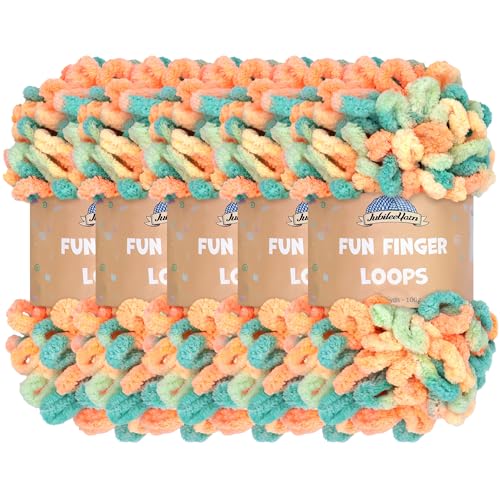 JubileeYarn Fun Finger Loops Yarn - 100g/Skein Jumbo Polyester - Eiar - 5 Skeins - color: 140 Eiar