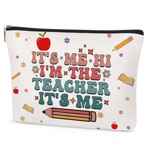 Teacher Gifts Makeup Bag for Women Appreciation Retirement Gift for Her Mentor Cosmetic Bag with Zipper Teacher Survival Kit Bag - style: Teacher