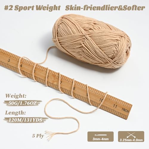 Cotton Yarn for Crocheting - 262.4yds / 3.52oz Baby Yarn for Crocheting Soft - 100% Milk Cotton Yarn 5 Ply Crochet Amigurumi Yarn for Crafts&Puzzle/Socks/Hats(2 Avocado Green) - color: 2 Avocado Green