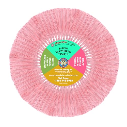 Mandala Crafts 100 Blush Silky Bookmark Tassels with Loops for Crafts | Machine Washable, Polyester Mini Craft Tassels for Jewelry Making, Graduation Decorations, Keychains, Gift Tags & Ornaments - color: Blush, size: 5.5 Inches