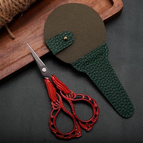 YOUGUOM Small Sewing Scissors, Little Embroidery Shears with Cover | 4.3in, Red, Sharp, Precision, DIY Tools, for Craft, Needlework, Cross Stitch, Paper, Thread Cutting, Left/Right Handed - color: Red