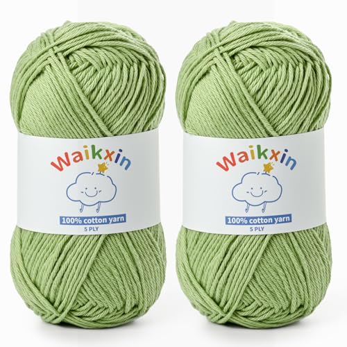 Cotton Yarn for Crocheting - 262.4yds / 3.52oz Baby Yarn for Crocheting Soft - 100% Milk Cotton Yarn 5 Ply Crochet Amigurumi Yarn for Crafts&Puzzle/Socks/Hats(2 Avocado Green) - color: 2 Avocado Green