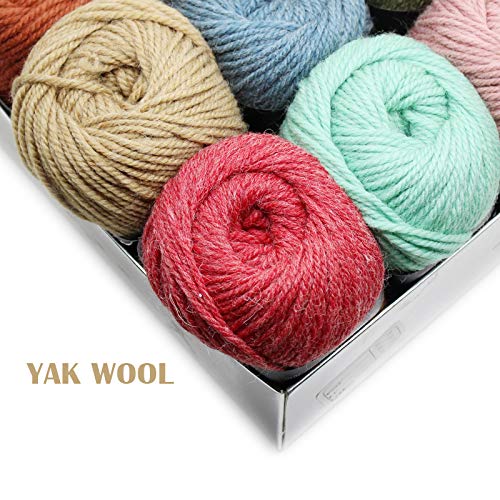 3 Balls Thick Yak Wool Yarn, Soft Cashmere Thread Knitting Worsted Blended Crochet Yarn for DIY Sweater Scarf Gloves 300g (Segmental 2) - color: Segmental 2