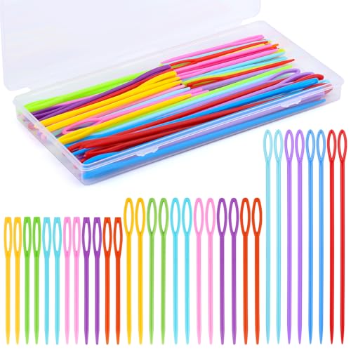 Lunarm Plastic Needles 60PCS Plastic Large Eye Sewing Needles for Yarn | Plastic Yarn Needles 2.76/3.54/5.91 inch for Crafts, Weaving Projects, Sturdy and Easy to Thread for Fine Motor Skills - size: 2.76 inches, 3.54 inches, and 5.91 inches
