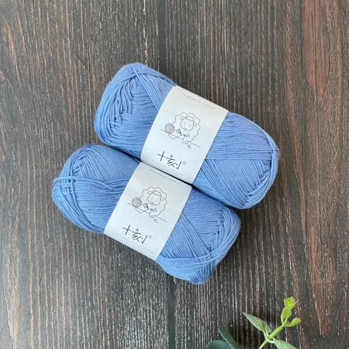 Linen Rayon Lyocell Blend Yarn, Superfine Fingering Weight (1), 150g/5.29oz (3 Strands, 50g/230yds per Strand)- 08 Blue - color: SM08-Blue