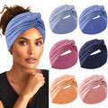 HAUHC Extra Wide Headbands for Women, 7'' Large Cotton Like Turban Knotted Bandana Head Bands for Women Non Slip, Boho Headbands for Women's Hair (C2-6Pcs, Extra Large 7" Wide) - color: C2