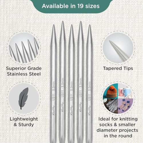 KnitPro Stelo Double-Pointed Needles 8" (20cm) | US Size 17 (12mm) - size: US Size 17 (12mm)